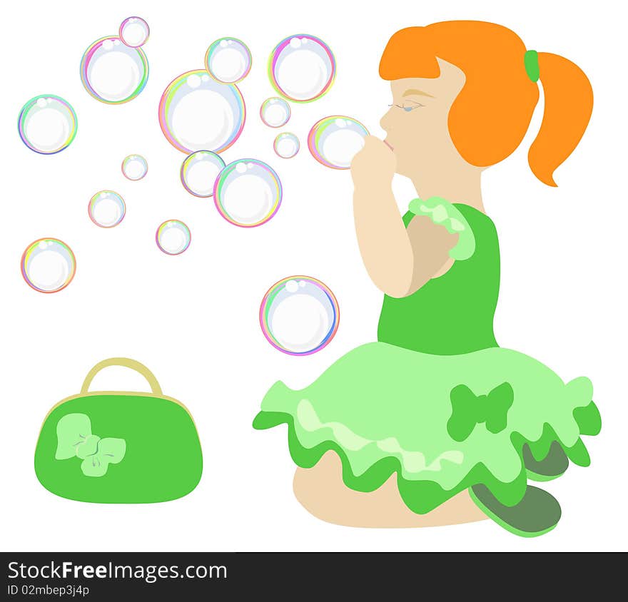 Girl and soap bubbles