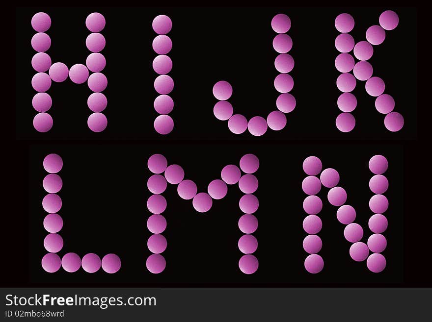 Letters of alphabet collet from the pink tablets. Letters of alphabet collet from the pink tablets