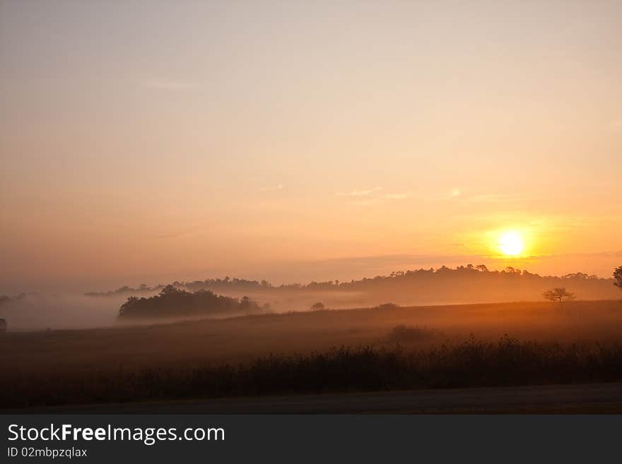 Color of sunrise at viewpoint in national park image