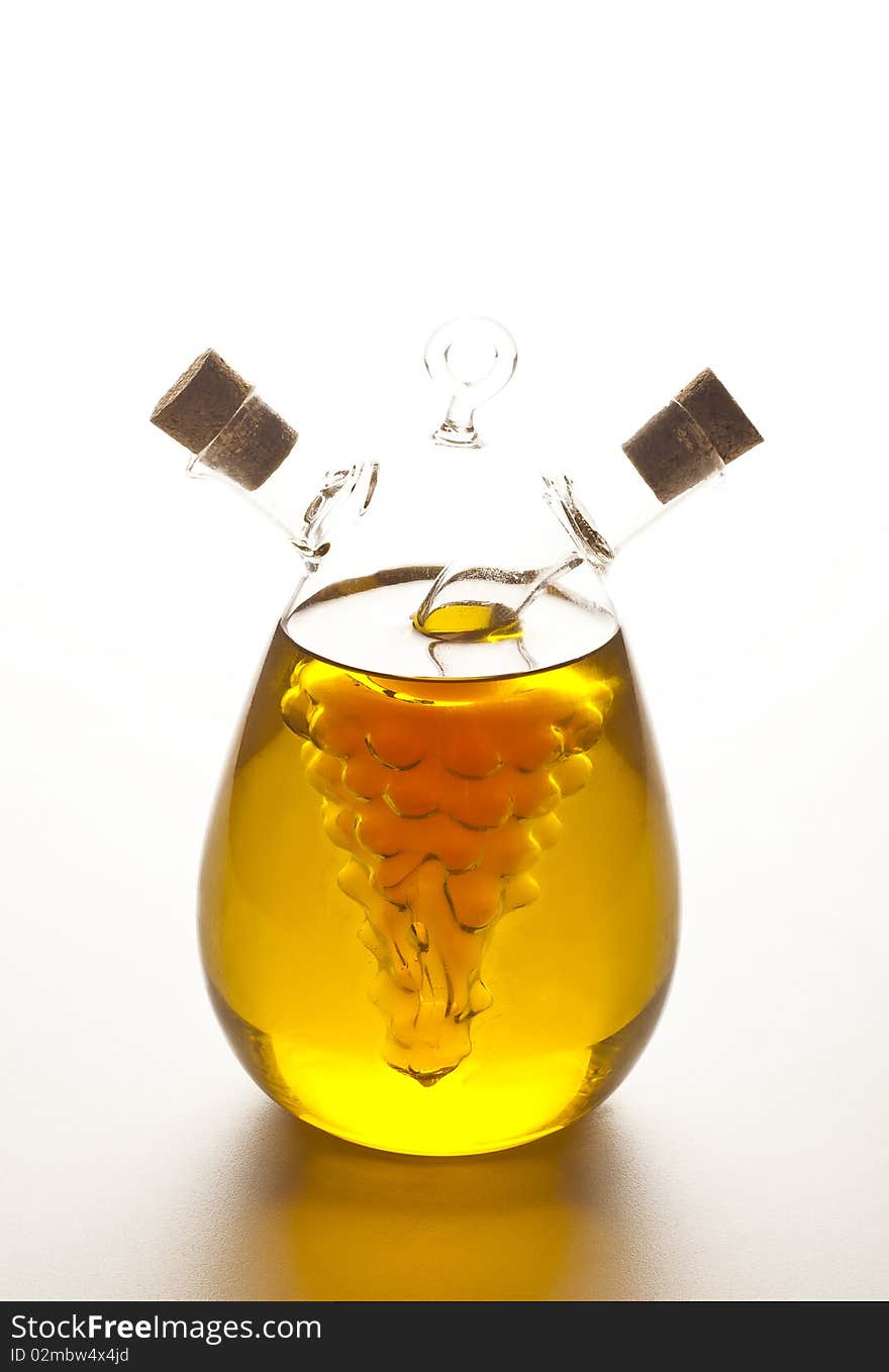 Oil and vinegar bottle on a white background