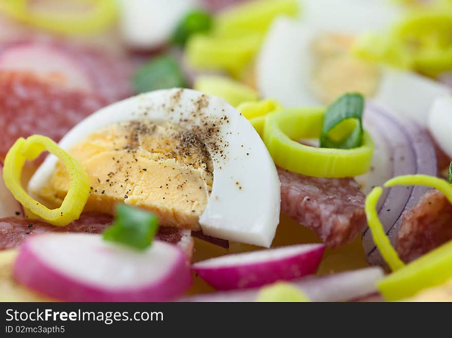 Salami and egg salad