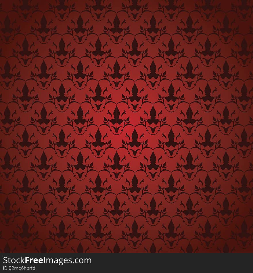 Seamless arabic floral pattern in red colors