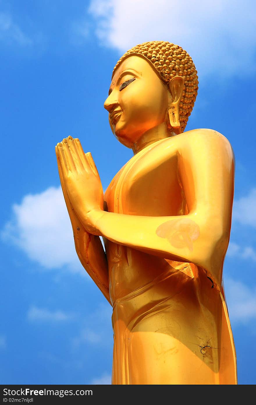 Image of Buddha in Thai temple in Nakhonpanom Thailand