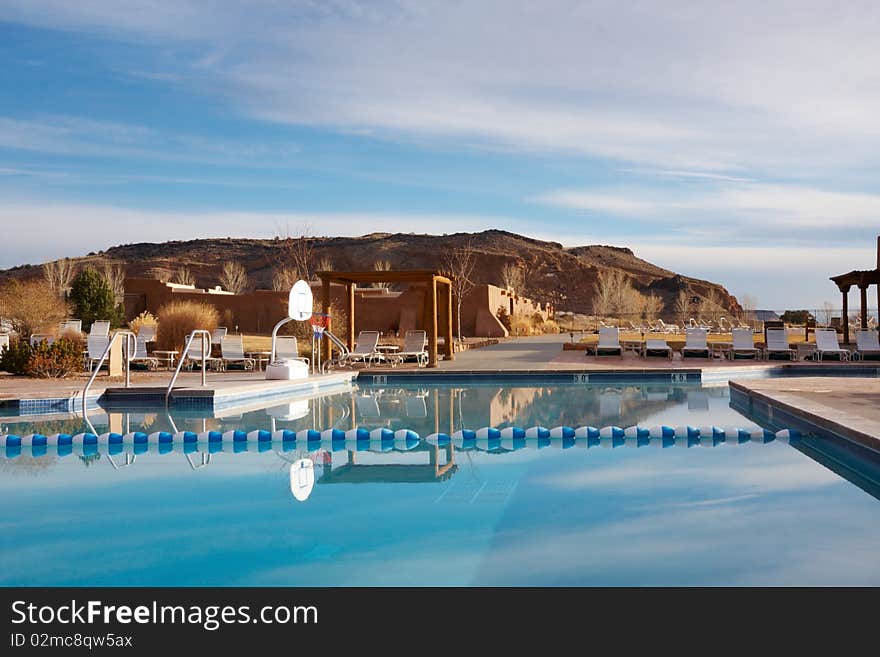 Pool in a desert area, image was taken in New Mexico