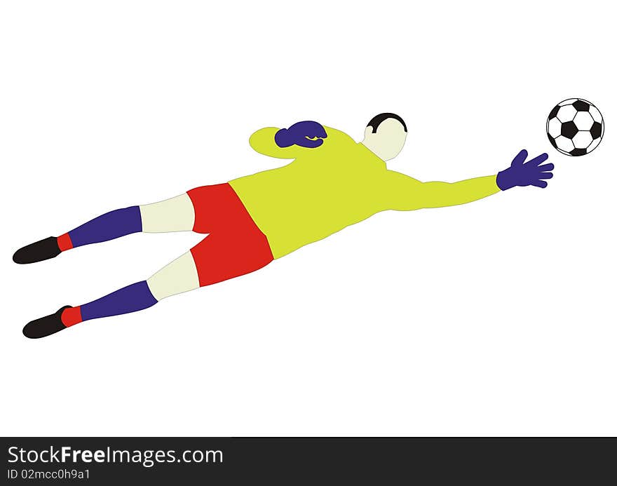 Illustration and contours of goalkeeper. Illustration and contours of goalkeeper