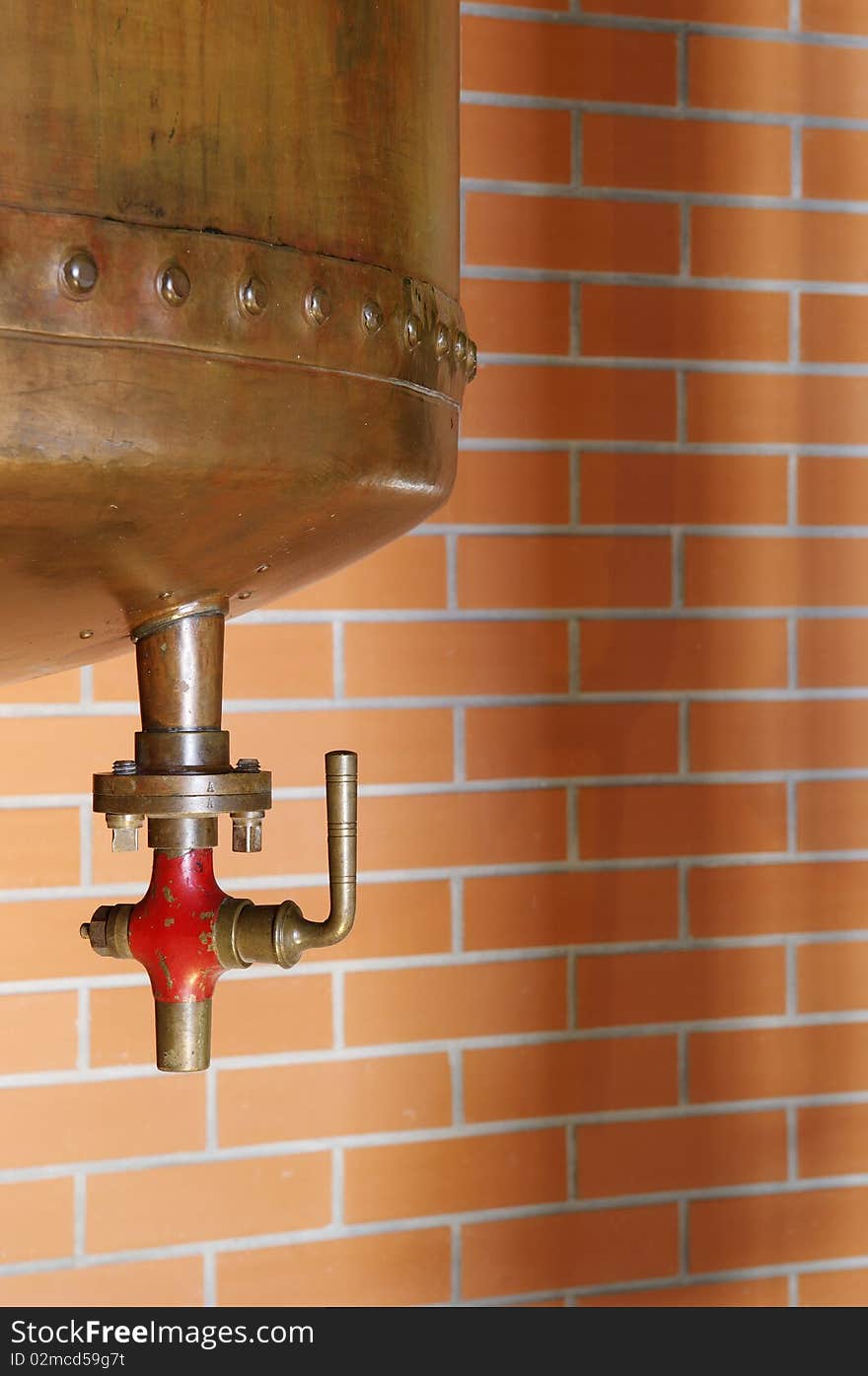 Traditional copper still detail in a winery, Alentejo, Portugal