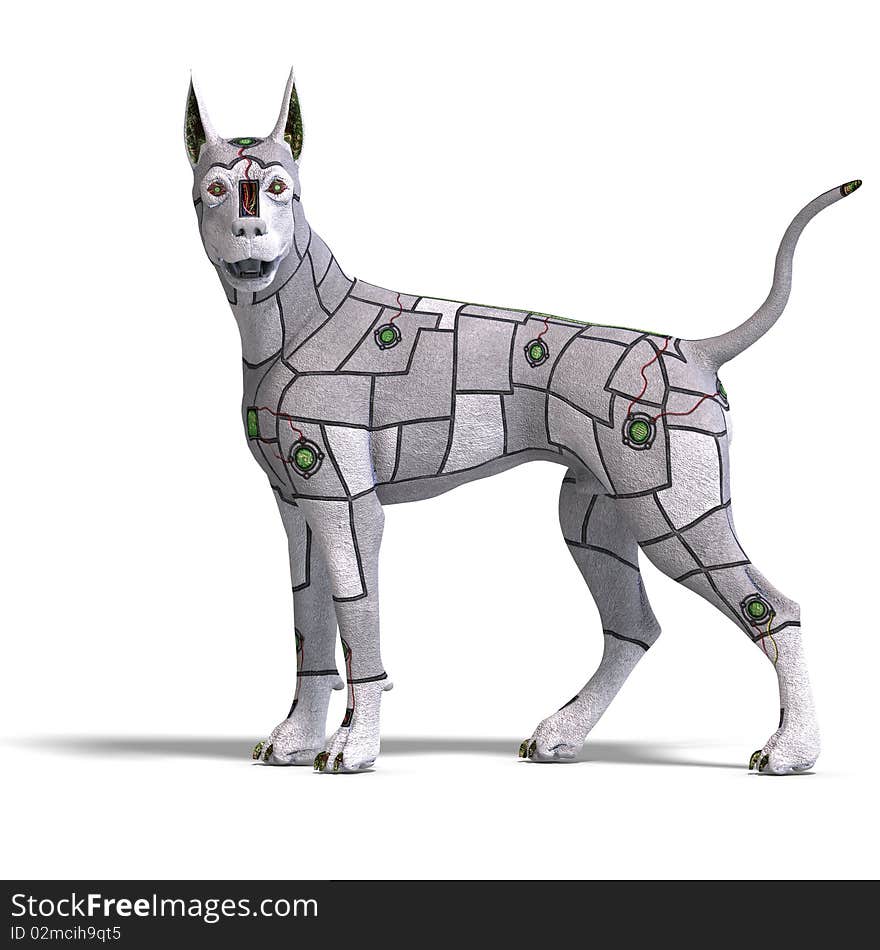 Electronical scifi dog of the future. 3D