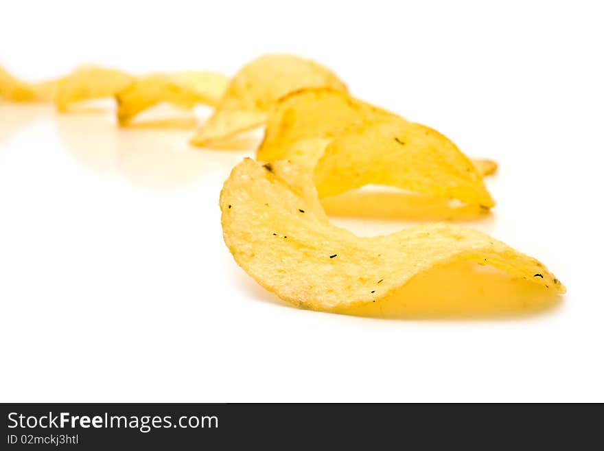 Crisp fried chips with seasoning