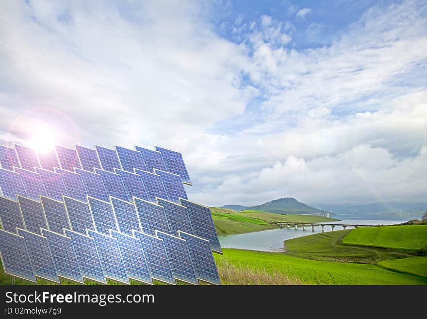 The power of the sun flower adn solar panels for life