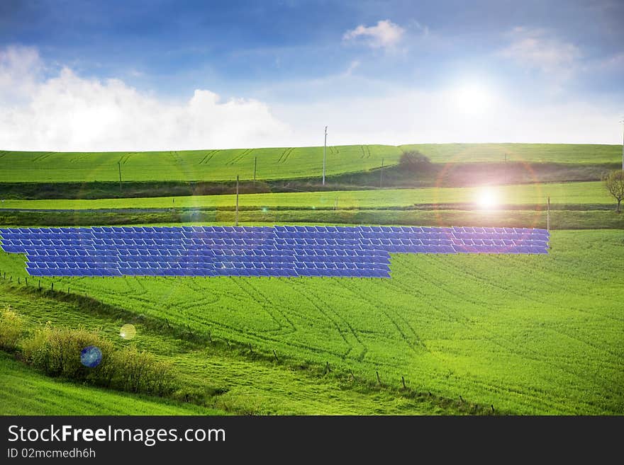 The power of the sun flower adn solar panels for life