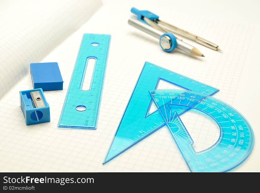 Rulers, Compasses, Eraser With Sharpener For Noteb