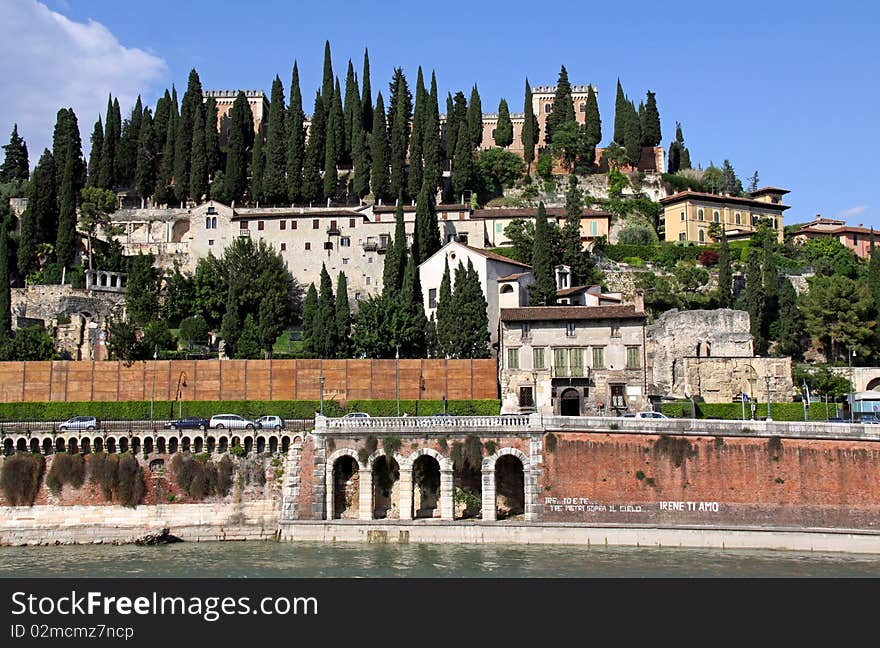 Italian architecture on a hill in Verona