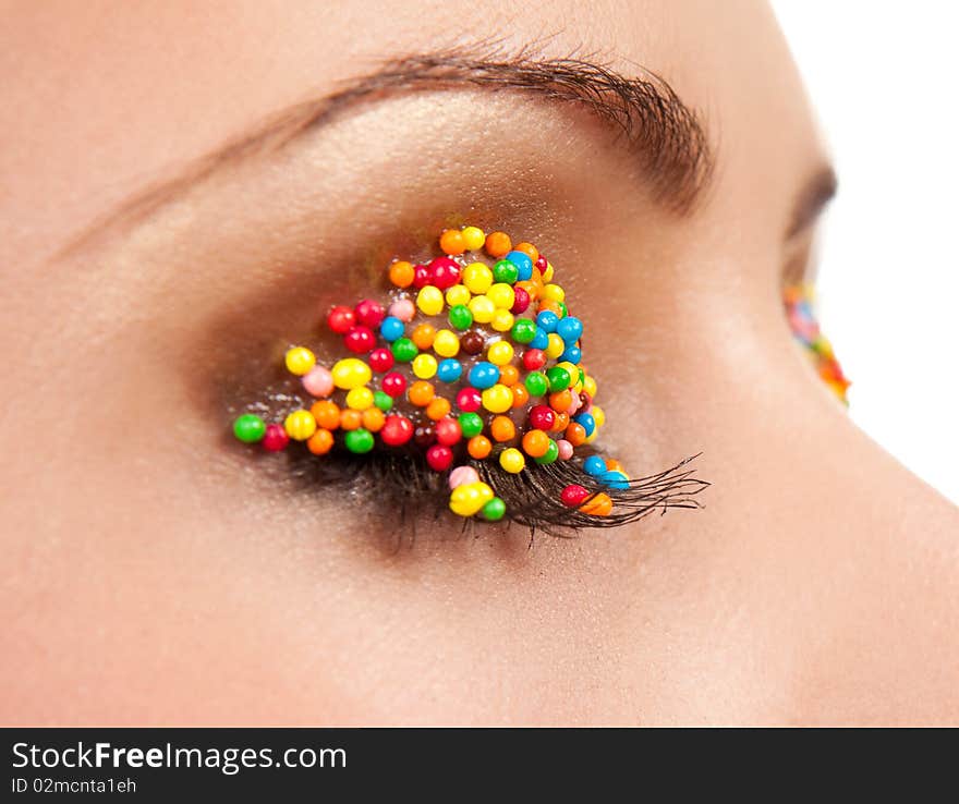 Beautiful  blond woman with bright easter makeup. Beautiful  blond woman with bright easter makeup