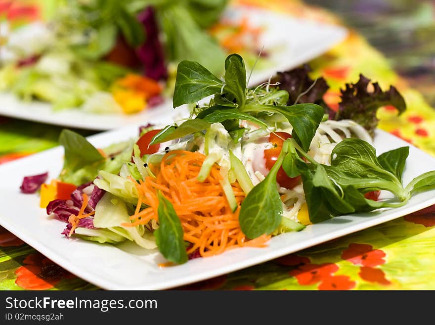 Fresh,big italian summer salad ,a close up shot