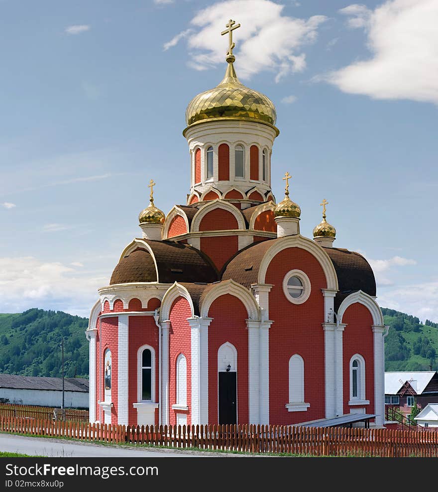 Orthodox church, gold towers against the sky