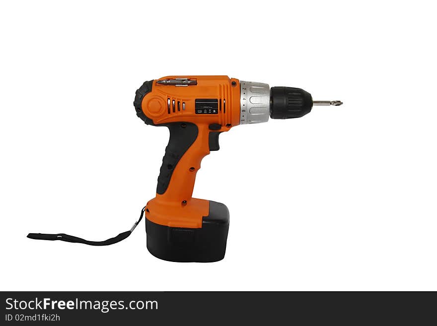 A cordless drill on a white background