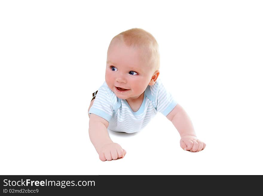 Little cute smiling baby-boy isolated on white background