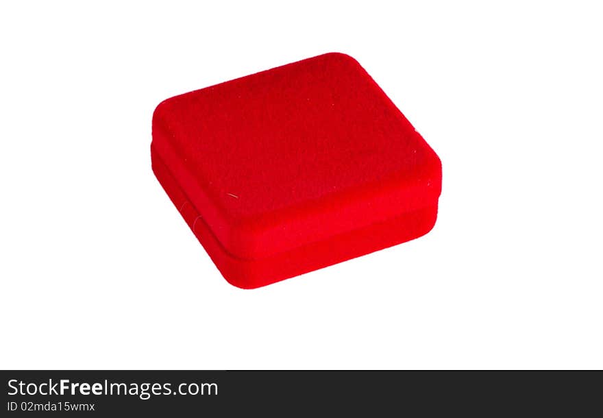 Red velvet box isolated in white