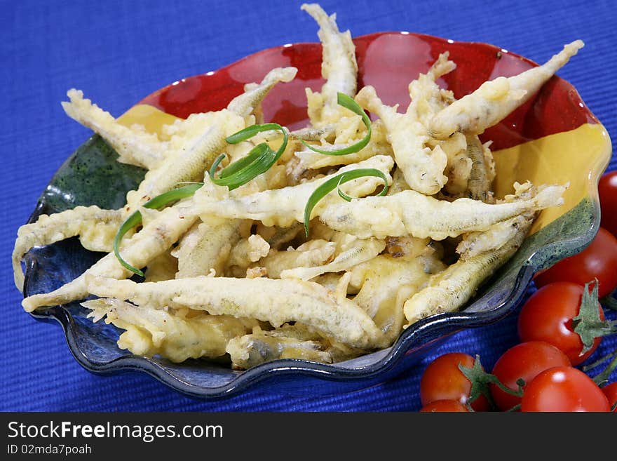 Delicious fresh fried fish on plate. Delicious fresh fried fish on plate