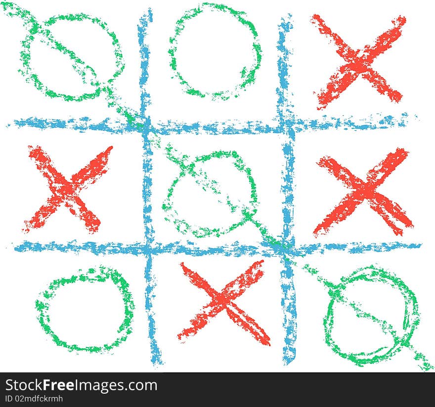 Hand Drawn Tic Tac Toe Game, vector format