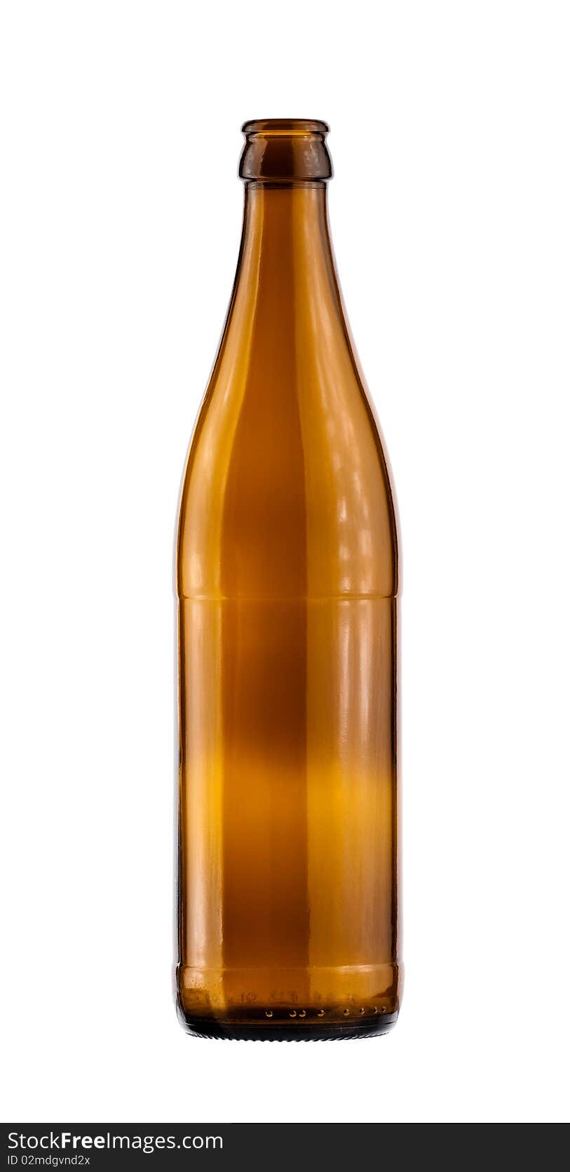 Empty beer bottle on a white background