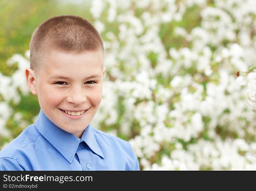 Close up of the cheerful boy