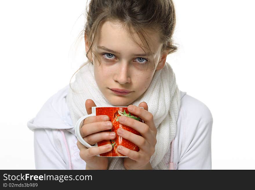 Ill girl with cup