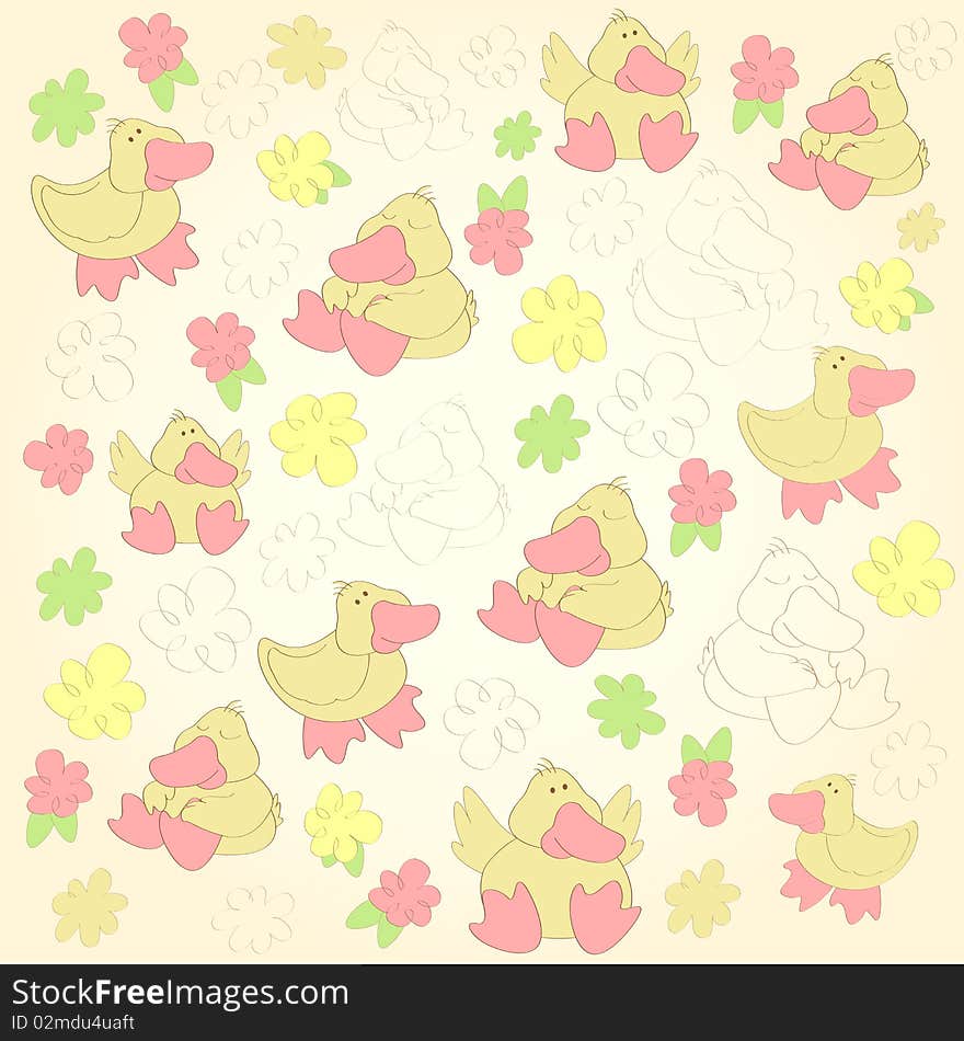 Background with the ducks for children