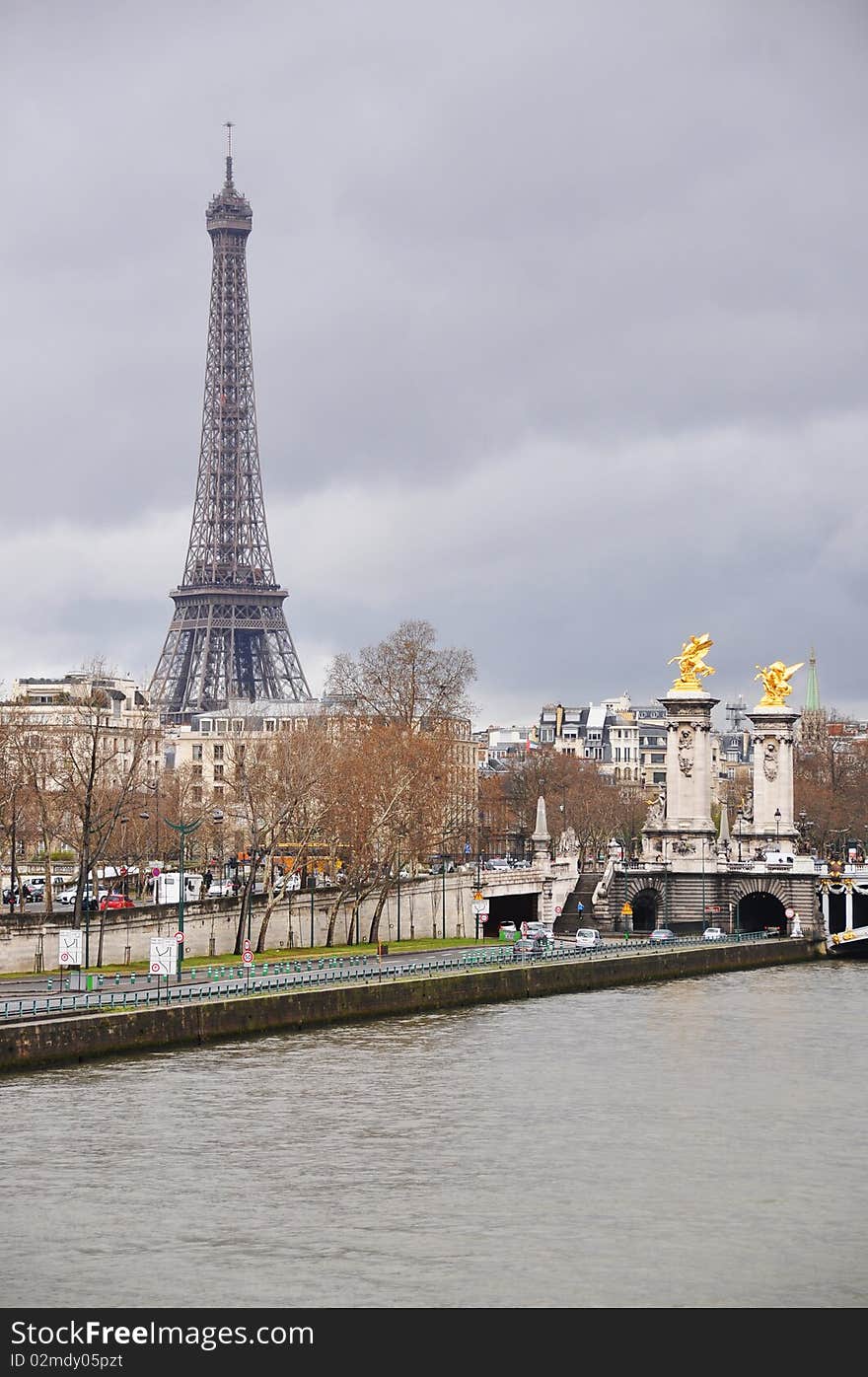 Eiffel tower across Seine river