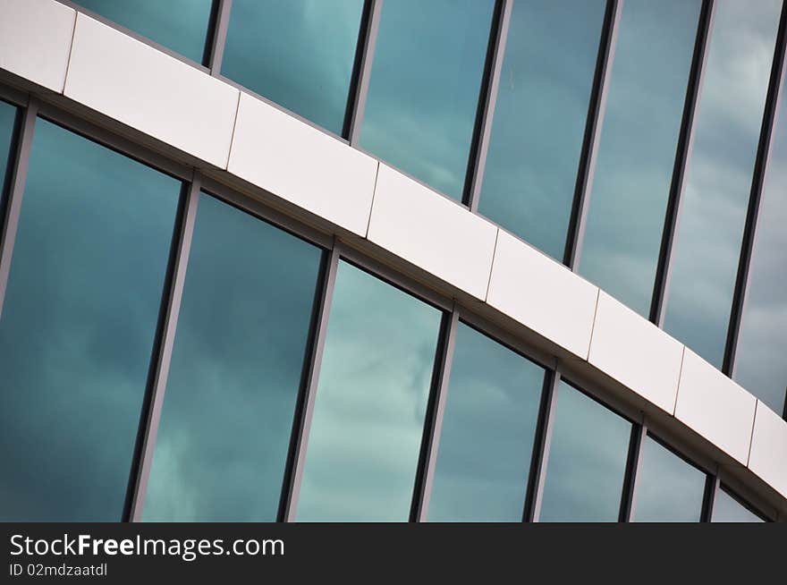 Glass wall of an office building