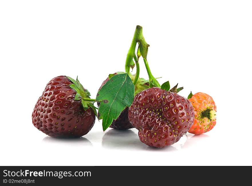 Bunch of strawberries isolated on a white background