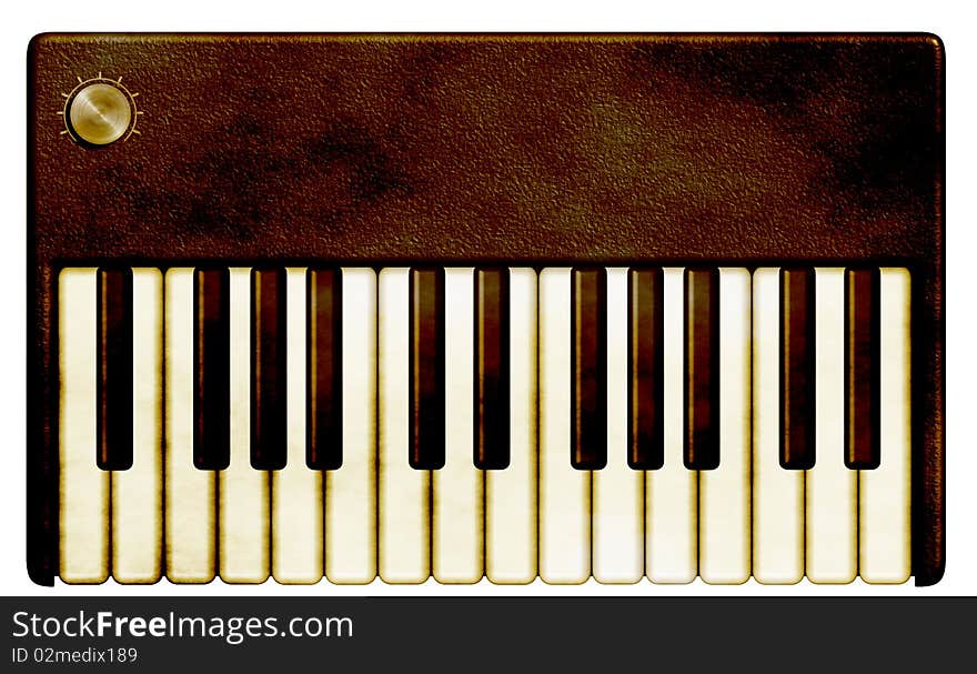 Grunge keyboard seventies style,  an illustration