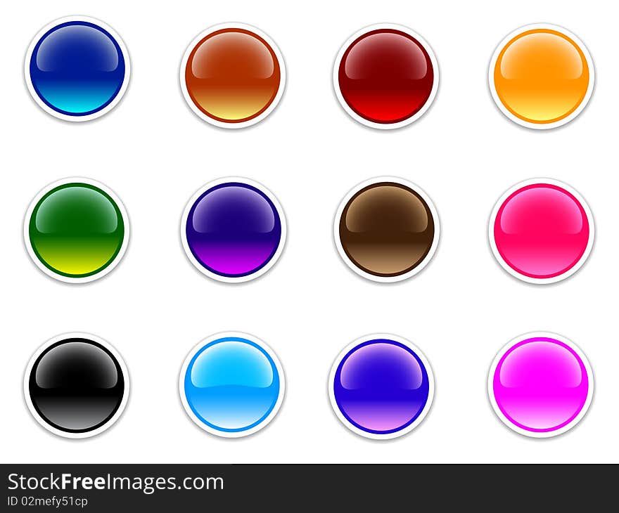 Web shiny buttons. Vector illustration. Web shiny buttons. Vector illustration.