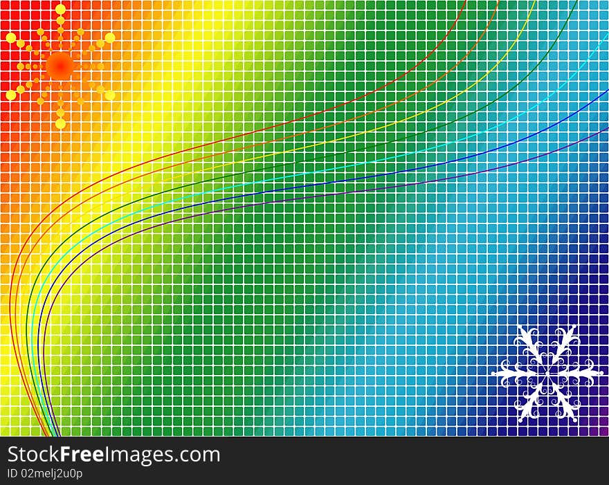 Mosaic rainbow background with lines