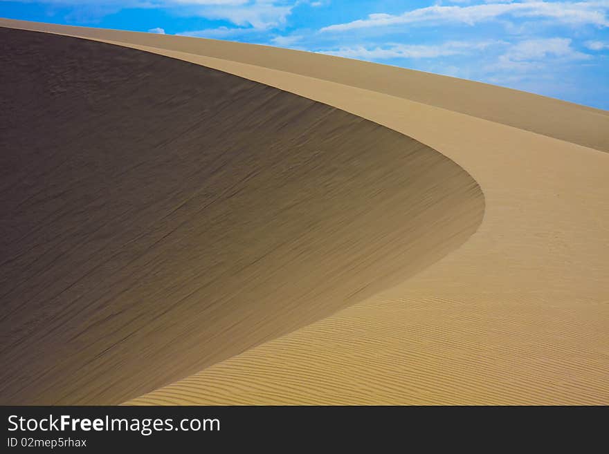 A beautiful round shaped desert sand dune in Vietnam