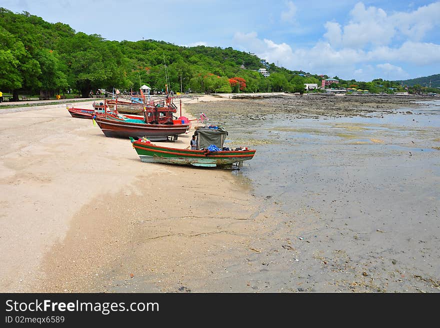 Boat at beach, Sri Chang, Thailand