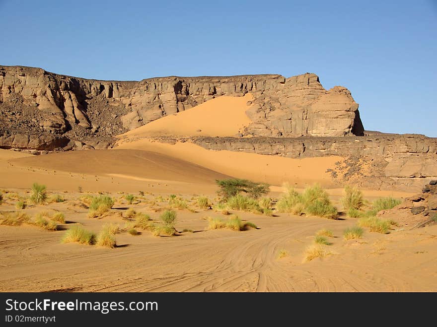 Landscape in the desert of Libya, in Africa. Landscape in the desert of Libya, in Africa