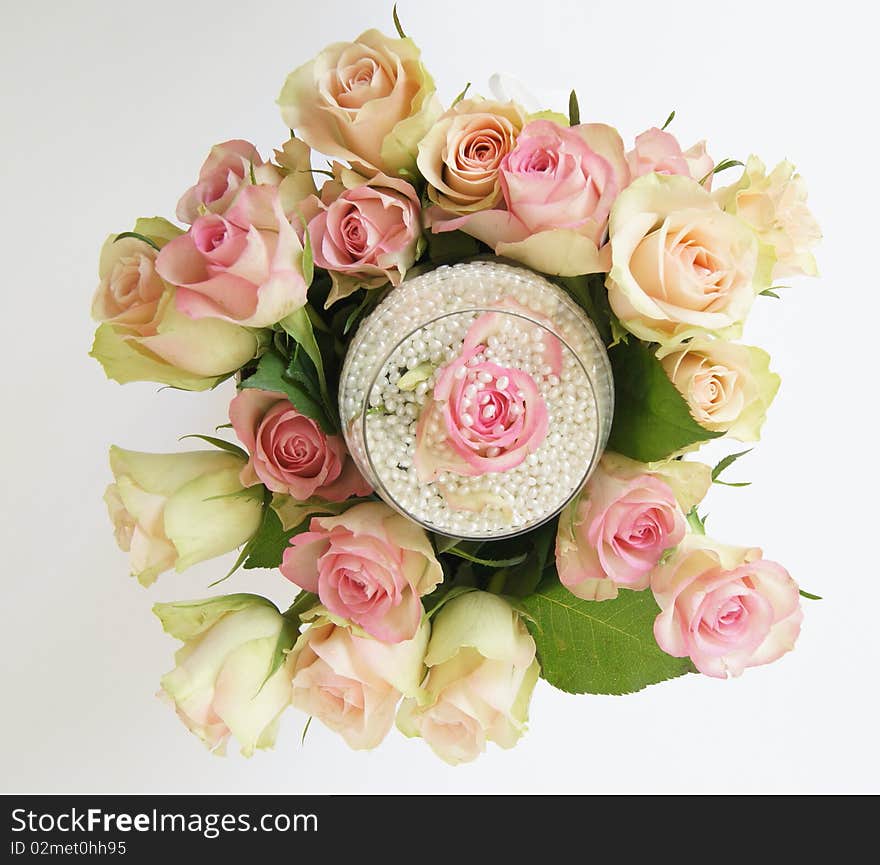 Decoration of roses and pearl