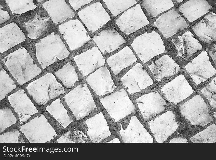 This photo shows a hand made pavement.