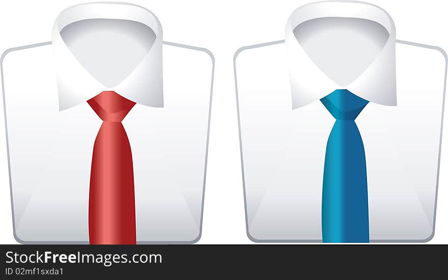 Elegant shirts with red and blue ties