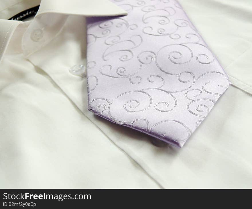 Lila ornaments tie with white shirt