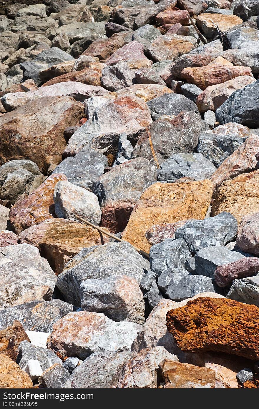 Color of hard stones in seacoast