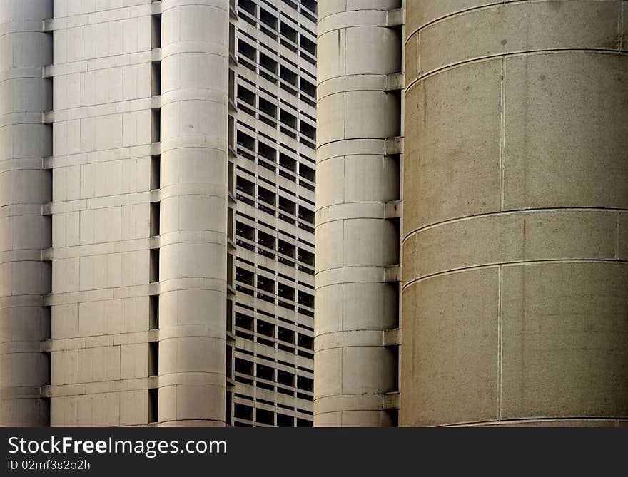 Detail of structural element of a modern concrete against another one. Detail of structural element of a modern concrete against another one