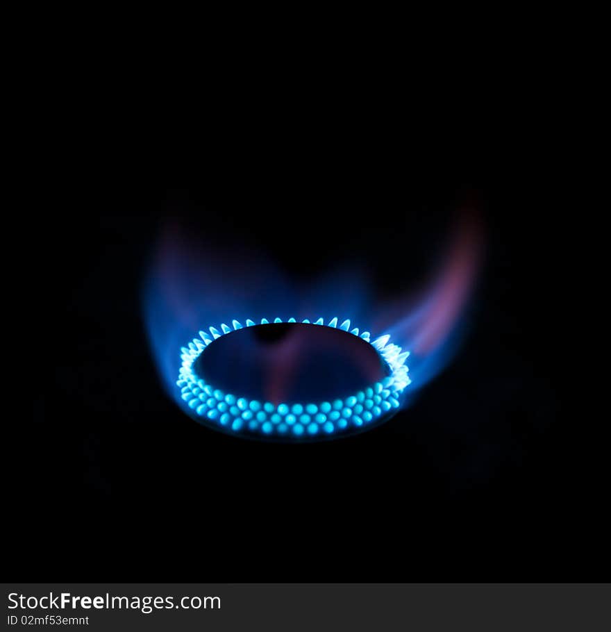 Blue flames from gas burner. Blue flames from gas burner