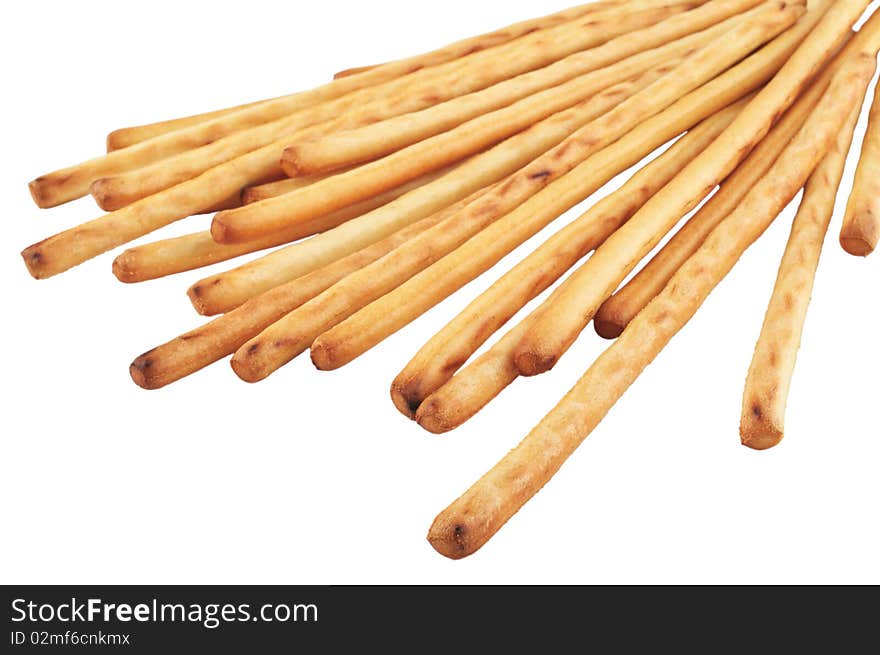 Grissini bread sticks isolated on white