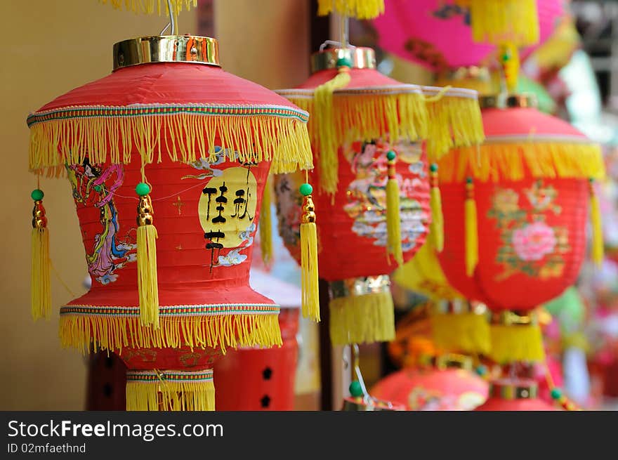 Chinese paper lanterns in mid-autumn festival