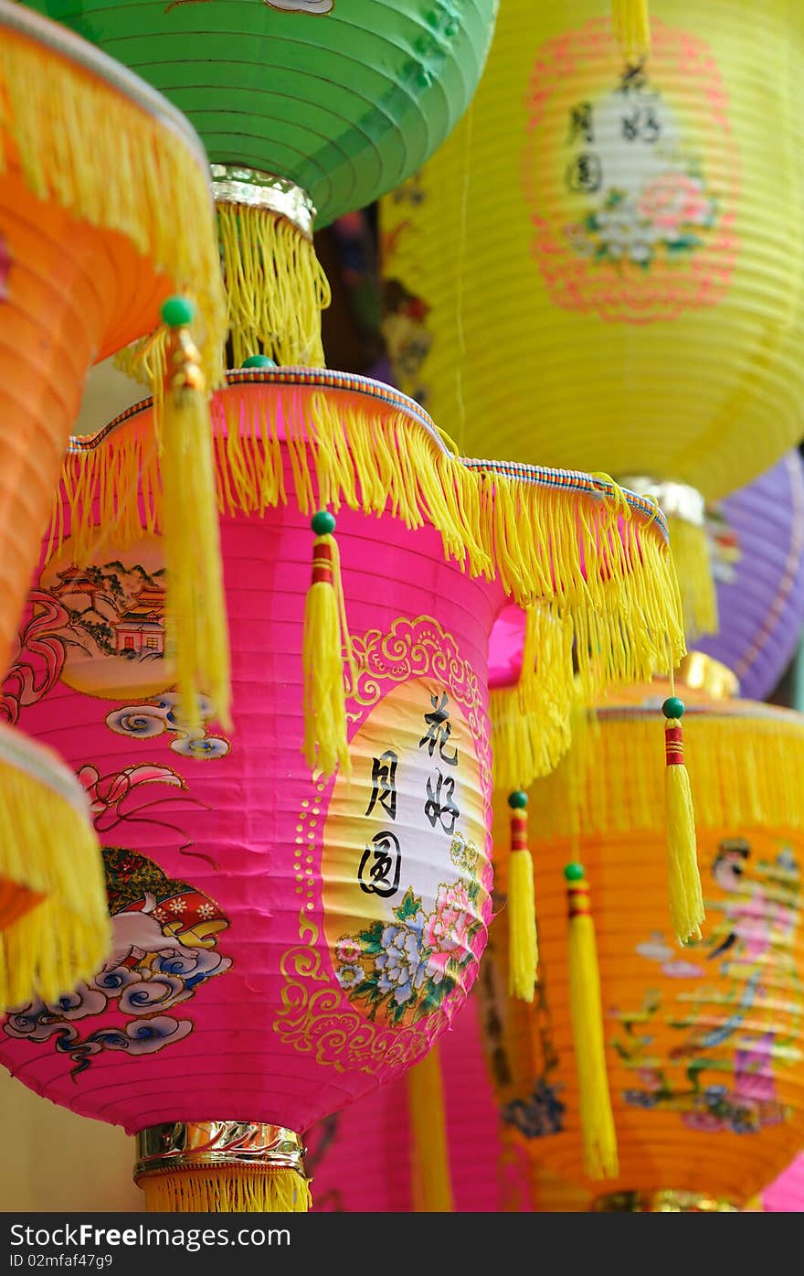 Chinese paper lanterns in mid-autumn festival