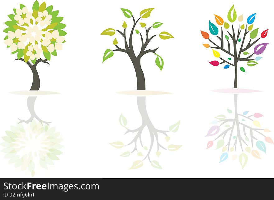 Abstract three stylish trees  illustration. Abstract three stylish trees  illustration.