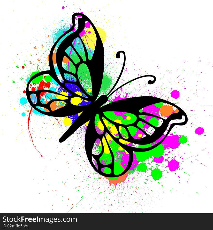 Butterfly from color splashes