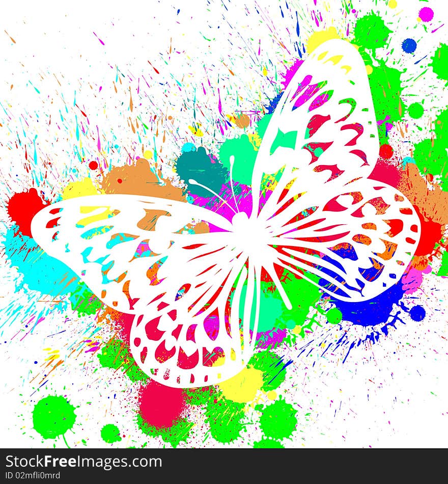 Butterfly from color splashes